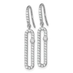 Sterling Silver RH-plated Polished CZ Elongated Link Dangle Earrings - Product Photo