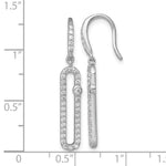 Sterling Silver RH-plated Polished CZ Elongated Link Dangle Earrings - Product Photo