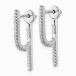 Sterling Silver Rhodium-plated CZ Front and Back Dangle Post Earrings - Product Photo