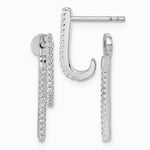Sterling Silver Rhodium-plated CZ Front and Back Dangle Post Earrings - Product Photo