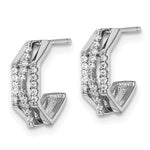 Sterling Silver Rhodium-plated CZ Polished Post J-Hoop Earrings - Product Photo