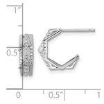 Sterling Silver Rhodium-plated CZ Polished Post J-Hoop Earrings - Product Photo