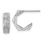 Sterling Silver Rhodium-plated CZ Polished Post J-Hoop Earrings - Product Photo