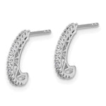 Sterling Silver Rhodium-plated CZ J-Hoop Post Earrings - Product Photo
