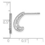 Sterling Silver Rhodium-plated CZ J-Hoop Post Earrings - Product Photo