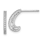 Sterling Silver Rhodium-plated CZ J-Hoop Post Earrings - Product Photo