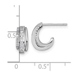 Sterling Silver Rhodium-plated Polished CZ Post J-Hoop Earrings - Product Photo
