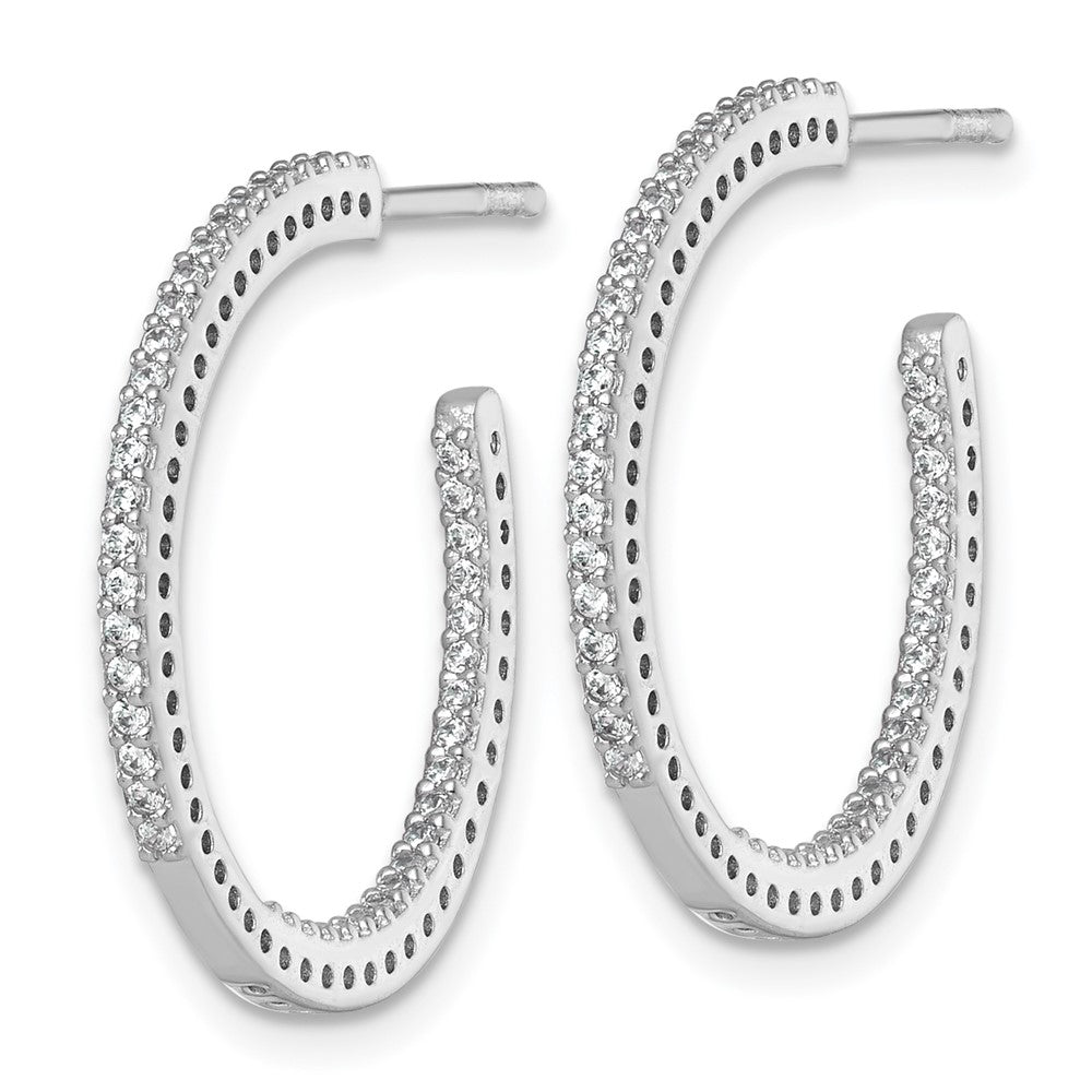 SSilver RH-plated Polished 1.6mm CZ In and Out Post C-Hoop Earrings - Product Photo