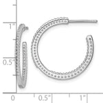 SSilver RH-plated Polished 1.6mm CZ In and Out Post C-Hoop Earrings - Product Photo
