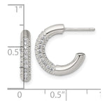 Sterling Silver Polished Pave CZ Post C-Hoop Earrings - Product Photo