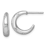 Sterling Silver RH-plated Polished CZ Stars Post C-Hoop Earrings - Product Photo