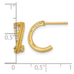 Sterling Silver Gold-Tone Polished and Twisted CZ Post C-Hoop Earrings - Product Photo