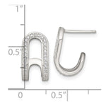 Sterling Silver Polished CZ Curved Post J-Hoop Earrings - Product Photo