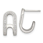 Sterling Silver Polished CZ Curved Post J-Hoop Earrings - Product Photo