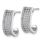 Sterling Silver Rhodium-plated CZ Post J-Hoop Earrings - Product Photo