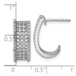 Sterling Silver Rhodium-plated CZ Post J-Hoop Earrings - Product Photo