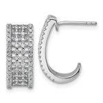 Sterling Silver Rhodium-plated CZ Post J-Hoop Earrings - Product Photo