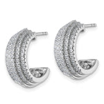 Sterling Silver Rhodium-plated 5 Row Post J-Hoop Earrings - Product Photo