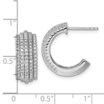 Sterling Silver Rhodium-plated 5 Row Post J-Hoop Earrings - Product Photo