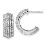 Sterling Silver Rhodium-plated 5 Row Post J-Hoop Earrings - Product Photo