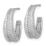Sterling Silver RH-plated Tapered Pave CZ Post C-Hoop Earrings - Product Photo