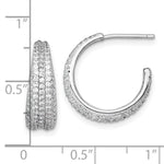 Sterling Silver RH-plated Tapered Pave CZ Post C-Hoop Earrings - Product Photo