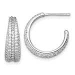 Sterling Silver RH-plated Tapered Pave CZ Post C-Hoop Earrings - Product Photo