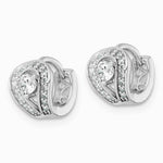 Sterling Silver RH-plated Polished CZ Hinged Huggie Hoop Earrings - Product Photo
