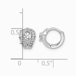 Sterling Silver RH-plated Polished CZ Hinged Huggie Hoop Earrings - Product Photo