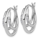 Sterling Silver Rhodium-plated Polished CZ Hoop Earrings - Product Photo