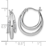 Sterling Silver Rhodium-plated Polished CZ Hoop Earrings - Product Photo