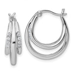 Sterling Silver Rhodium-plated Polished CZ Hoop Earrings - Product Photo
