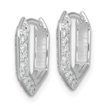 Sterling Silver Rhodium-plated Polished CZ Geometric Hoop Earrings - Product Photo