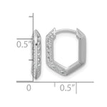 Sterling Silver Rhodium-plated Polished CZ Geometric Hoop Earrings - Product Photo