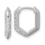 Sterling Silver Rhodium-plated Polished CZ Geometric Hoop Earrings - Product Photo