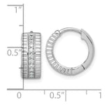 Sterling Silver RH-pltd Polished and Grooved 6.2mm CZ Hoop Earrings - Product Photo