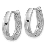 Sterling Silver Rhodium-plated CZ Polished Curved Hinged Hoop Earrings - Product Photo