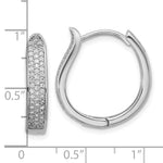 Sterling Silver Rhodium-plated CZ Polished Curved Hinged Hoop Earrings - Product Photo