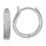 Sterling Silver Rhodium-plated CZ Polished Curved Hinged Hoop Earrings - Product Photo