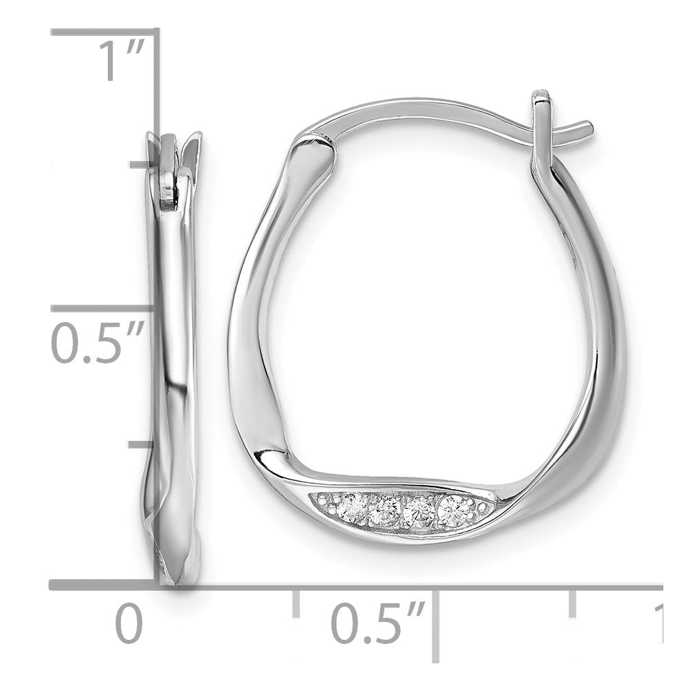 Sterling Silver Rhodium-plated CZ Polished Small Twist Hoop Earrings - Product Photo