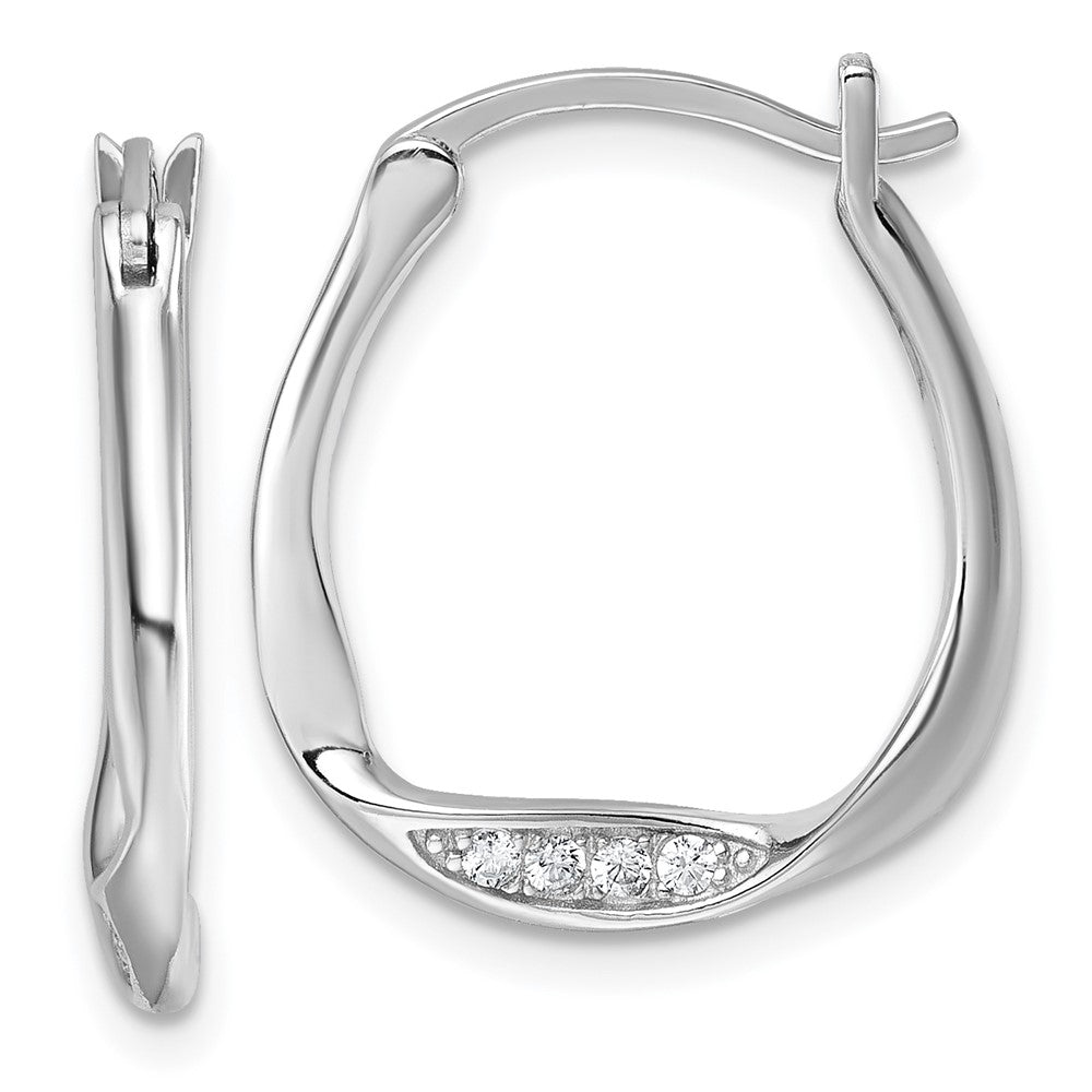 Sterling Silver Rhodium-plated CZ Polished Small Twist Hoop Earrings - Product Photo