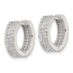 Sterling Silver Polished 4.5mm CZ Hinged Round Hoop Earrings - Product Photo