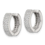 Sterling Silver Polished 4.5mm CZ Hinged Round Hoop Earrings - Product Photo