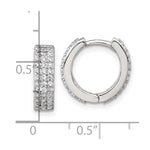 Sterling Silver Polished 4.5mm CZ Hinged Round Hoop Earrings - Product Photo