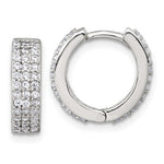 Sterling Silver Polished 4.5mm CZ Hinged Round Hoop Earrings - Product Photo