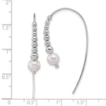 Sterling Silver RH-plated Polished and Beaded Shell Pearl Threader Earrings - Product Photo
