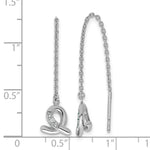 Sterling Silver Rhodium-plated CZ Loop Dangle Threader Earrings - Product Photo