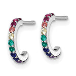 Sterling Silver RH-pl Multi Color Nano Crystal Children Hoop Post Earrings - Product Photo