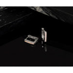 Sterling Silver Rhodium-plated Created Opal Square Hoop Earrings - Product Photo