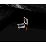 Sterling Silver Rhodium-plated Created Opal Square Hoop Earrings - Product Photo